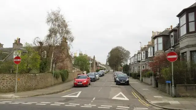 Granite terraced housing on Loanhead Terrace in Rosemount, Aberdeen