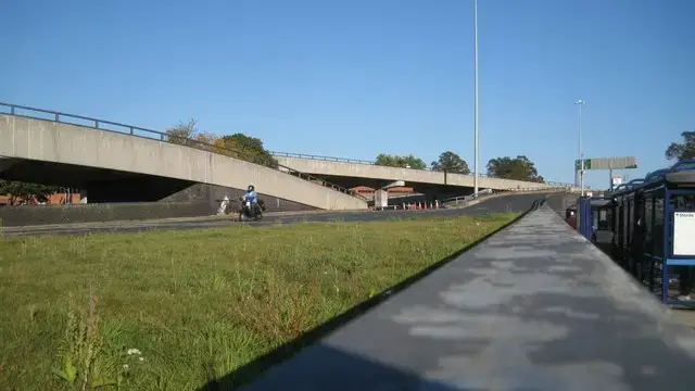 Short slip roads merging onto Coventry's elevated ring road at the Swanswell interchange
