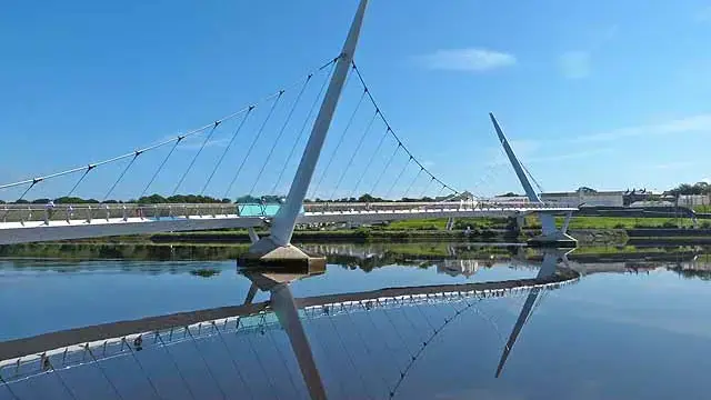 The Peace Bridge crossing the River Foyle in Derry