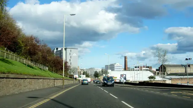 Tenement housing along Lochee Road in Dundee