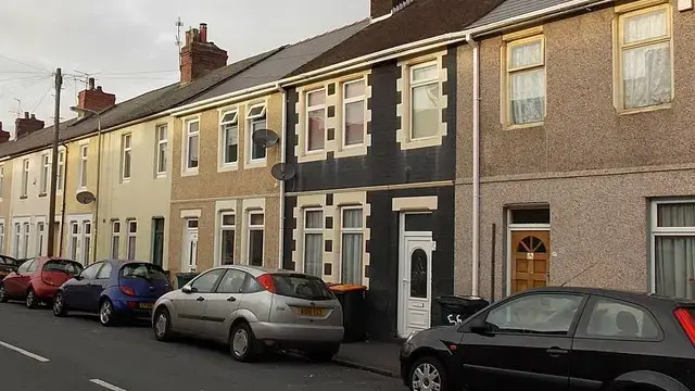 Terraced housing on Conway Road in Newport