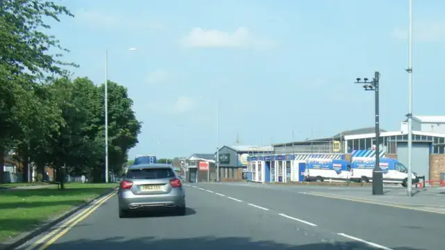 Housing along the A6 North Road in Preston