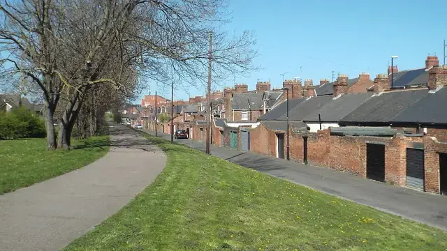 A back lane running behind terraced houses in Sunderland