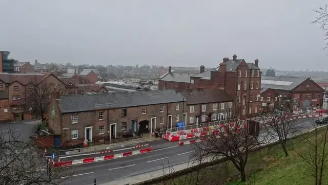 A view of Queen Street in York from the top of the city walls